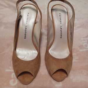 Chinese Laundry Womens Open Toe Slingback Heel in Tan Size 7 1/2 M